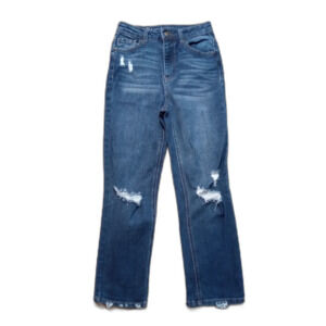 Vanilla Star Real Cheeky Straight Leg 3 Women's Jrs High Rise Distressed Jeans